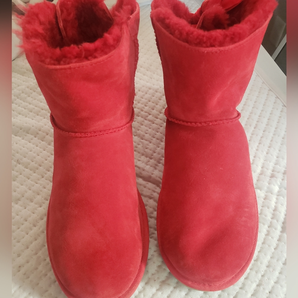 Short Red Uggs with Ribbon bow
